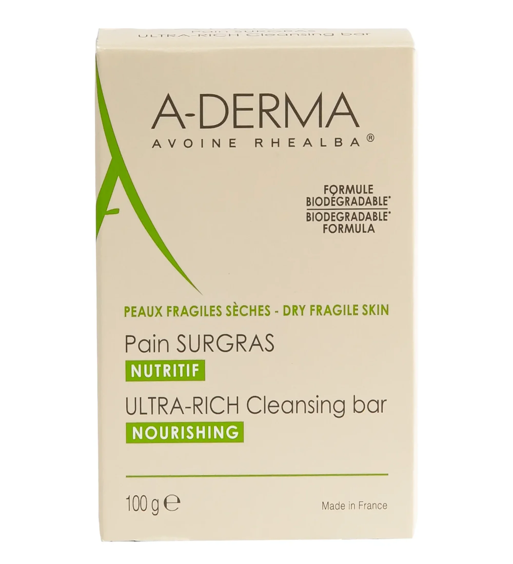 aderma pain sur gras Aderma Ultra-Rich Cleansing Bar 100 g - Image 1