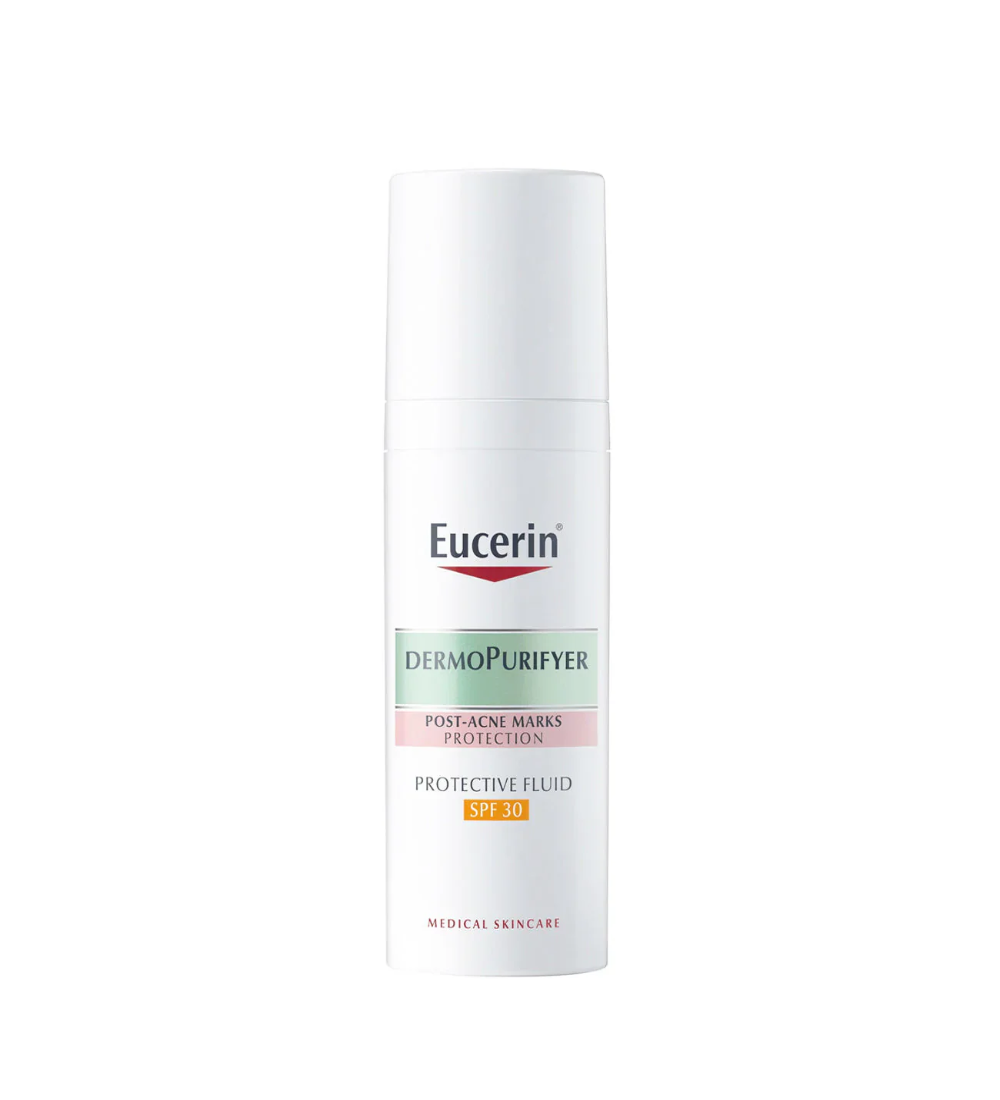 fluid spf30 dermo purifier post marks Eucerin DermoPurifyer Oil Control Protective Face Fluid Protection SPF 30 50 mL - Image 1