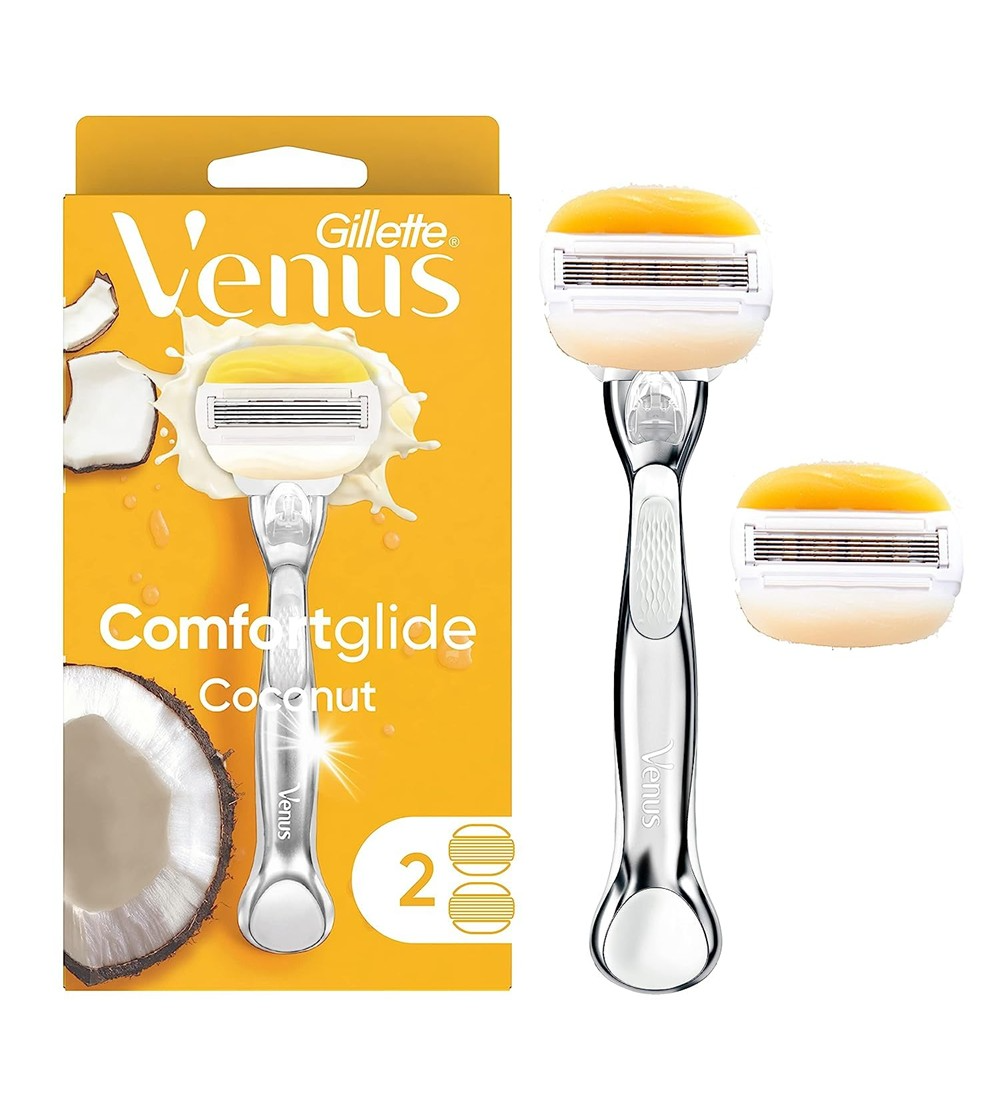 Slide4 Gillette Venus Comfortglide Olay Plus Coconut Razor + Heads - Image 1