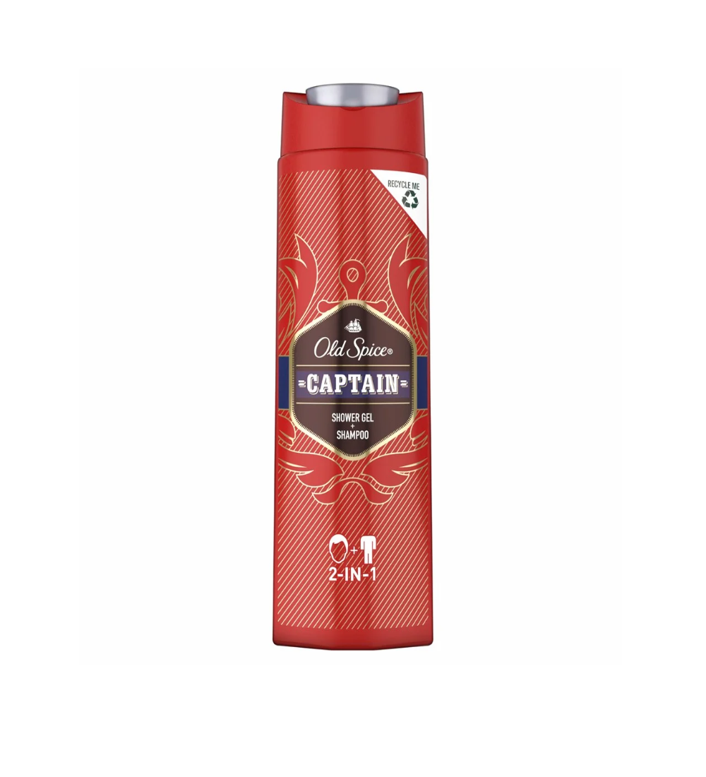 old-spice-captain-shower-gel-shampoo-400ml Old Spice Captain Shower Gel + Shampoo 400 mL - Image 1