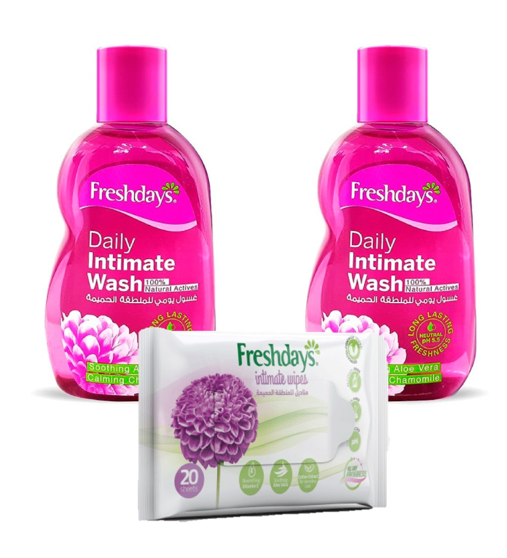 jhrdy Freshdays Daily Intimate Wash x2 + FREE Intimate Wipes - Image 1