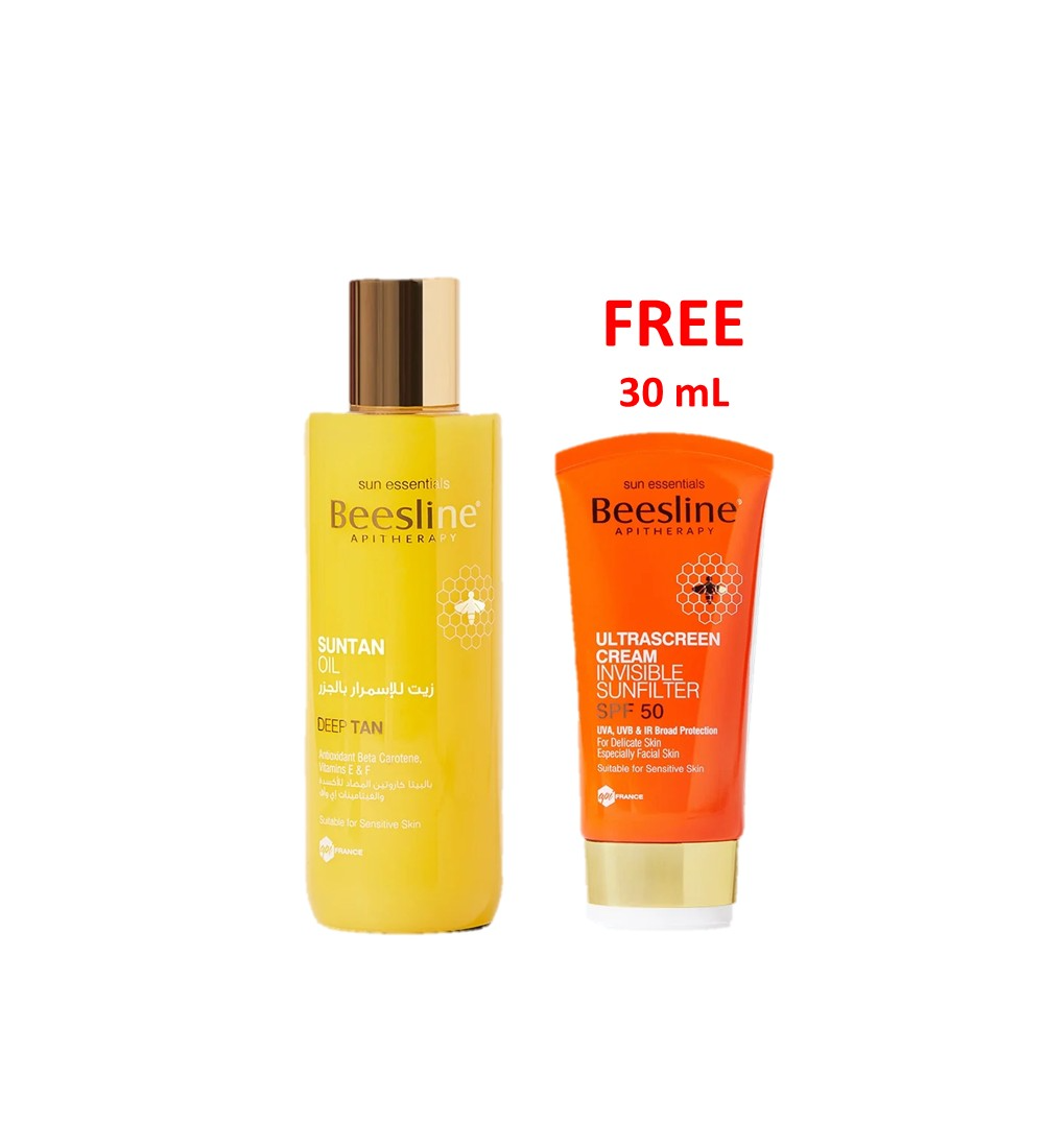 KLSJDISJIFDO Beesline Pure Carrot Suntan Oil 200ml+Ultrascreen Cream Invisible SPF50-30 mL Free - Image 1