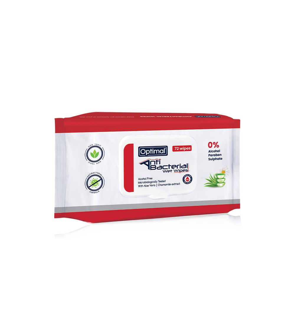 Slide4 Optimal Antibacterial Wet Wipes 72 Wipes - Image 1