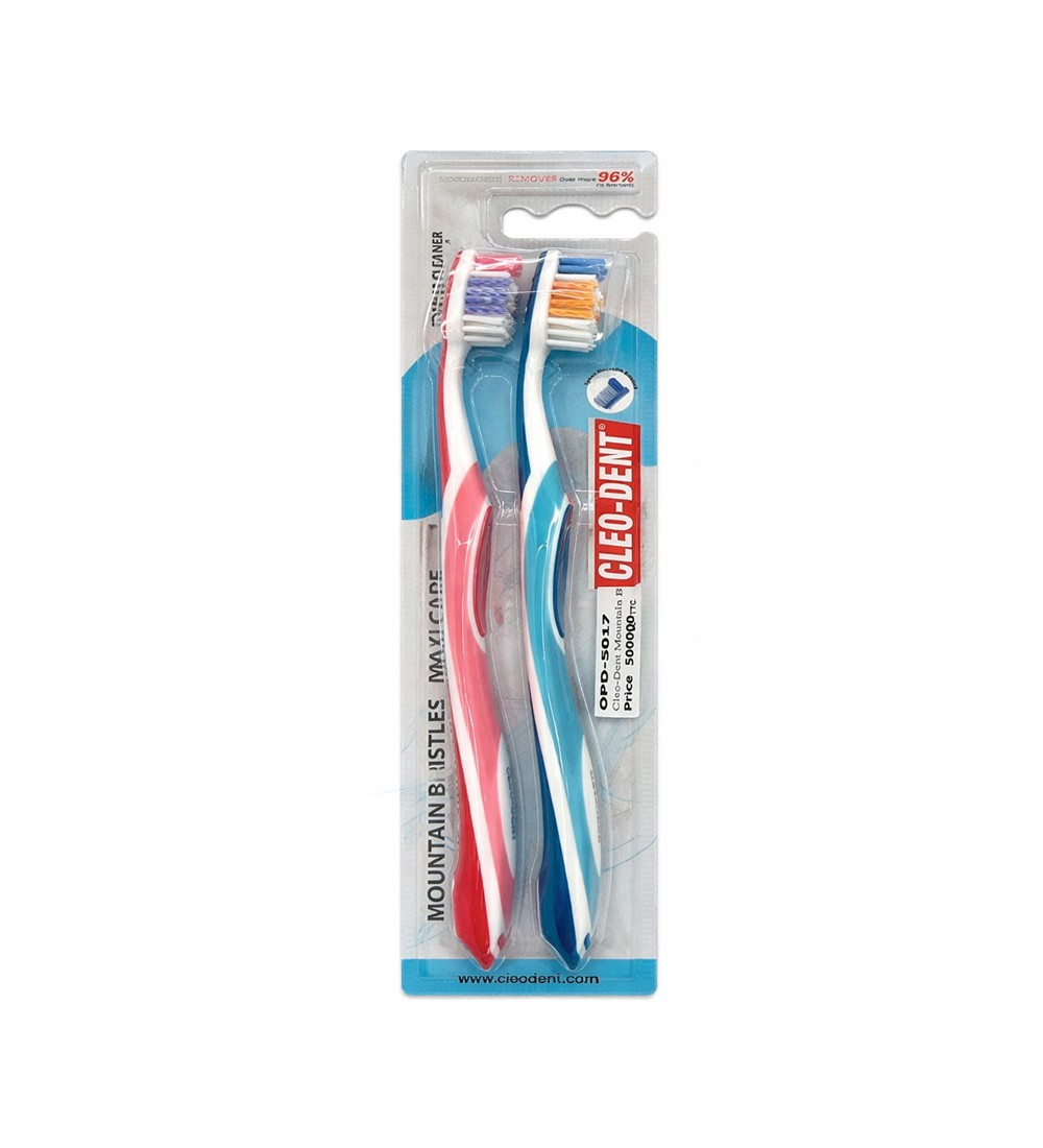 Slide5 Cleo-Dent Mountain Bristles - Maxi Care Medium Toothbrush x2 - Image 1