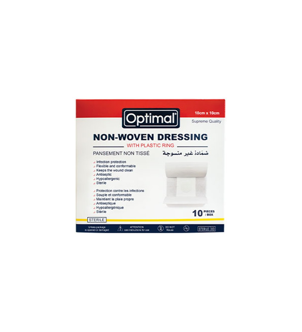 Slide5 Optimal Non-Woven Dressing With Plastic Ring (10x10 cm) - Image 1