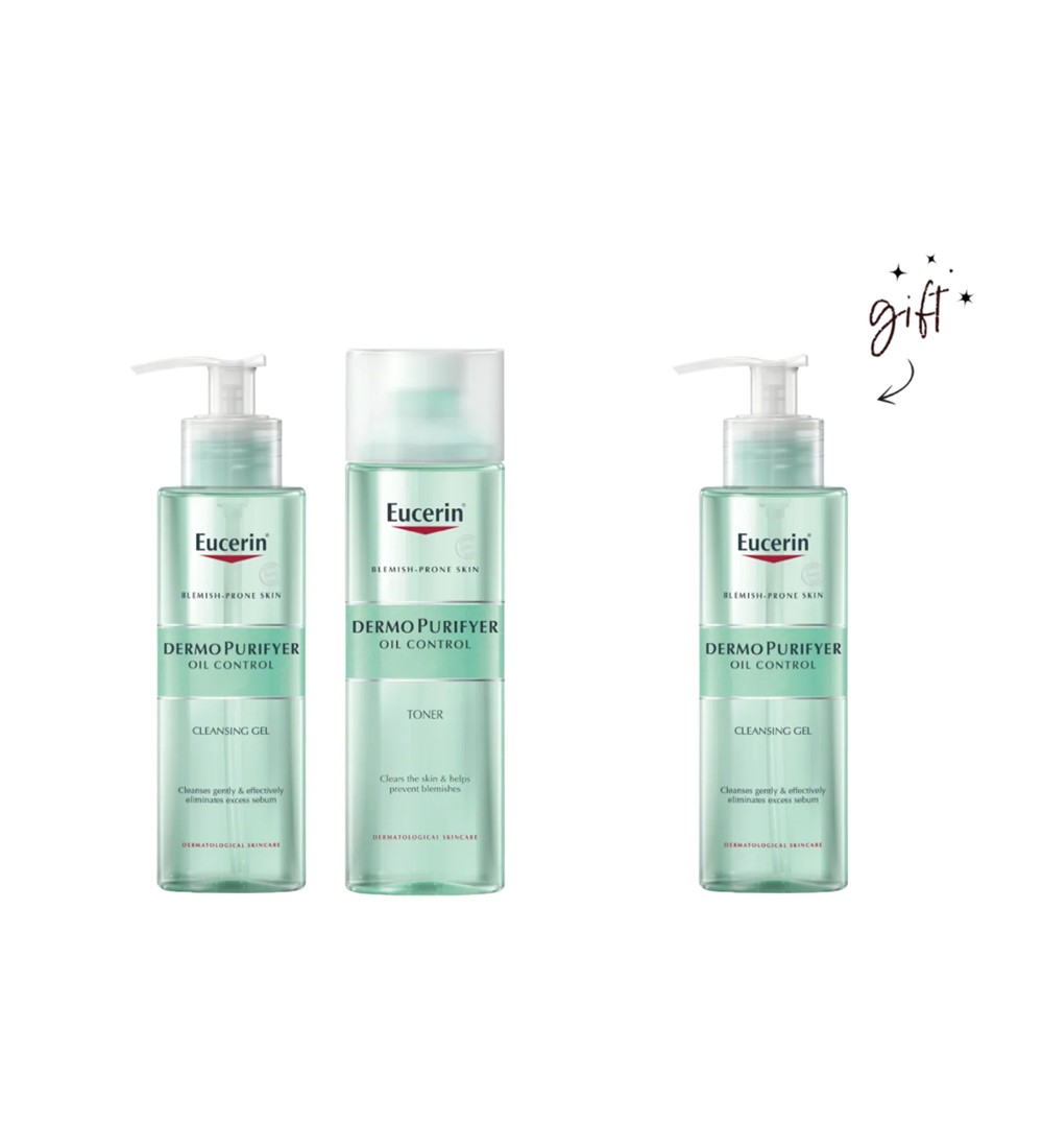 jhg Eucerin DermoPurifyer Cleanser & Toner Bundle + Free Cleansing Gel - Image 1